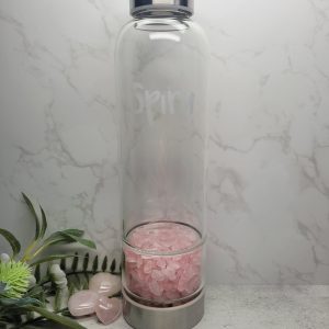 Rose Quartz Tumble Stone Infused Water Bottle