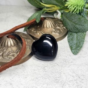 Obsidian Black Puff Heart 3cm