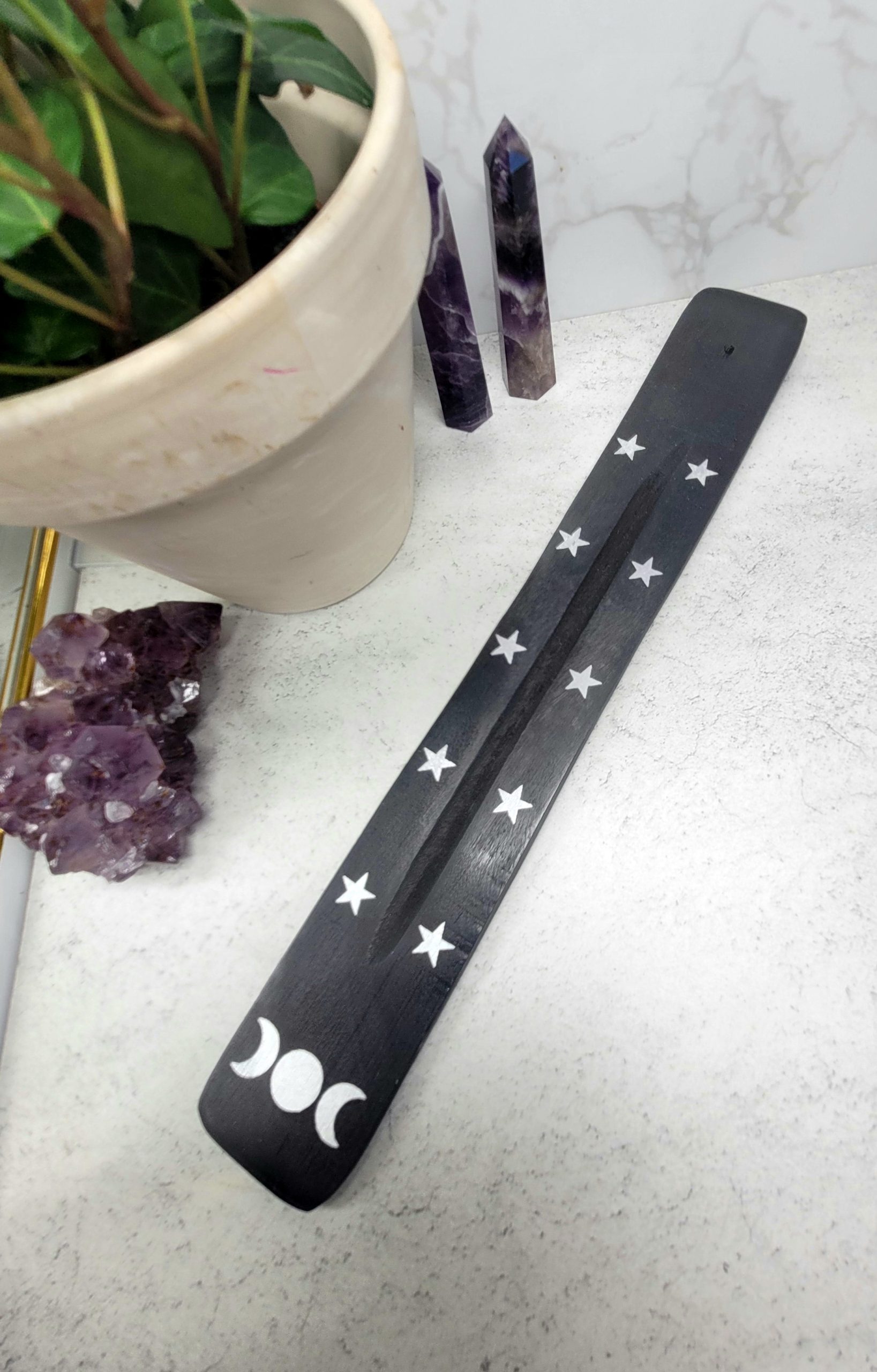 Triple Moon Wooden Incense Ash Catcher