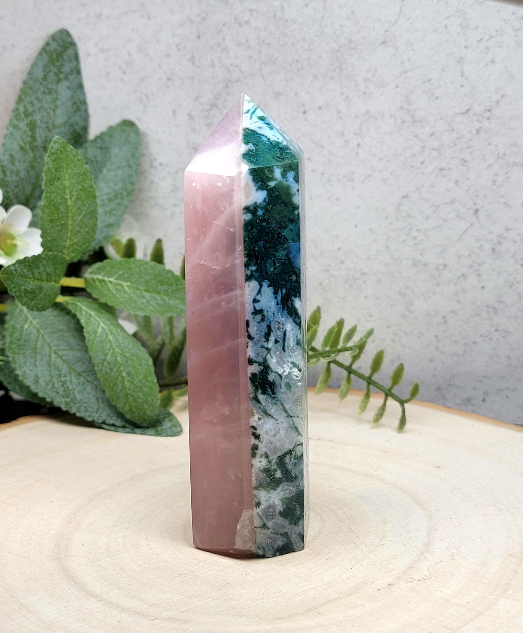 Moss agate/Rose quartz combination towers - Image 2