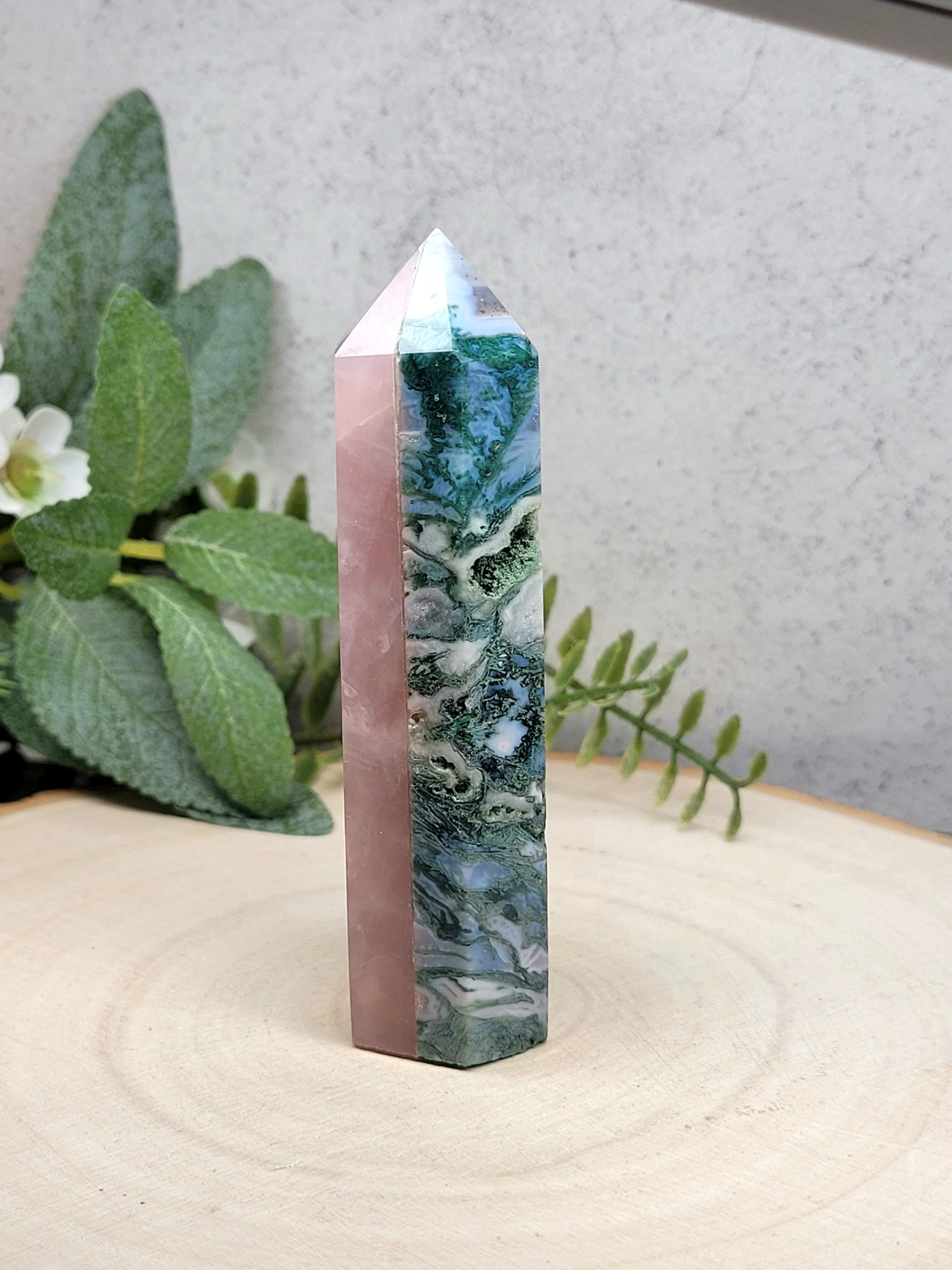 Moss agate/Rose quartz combination towers - Image 5