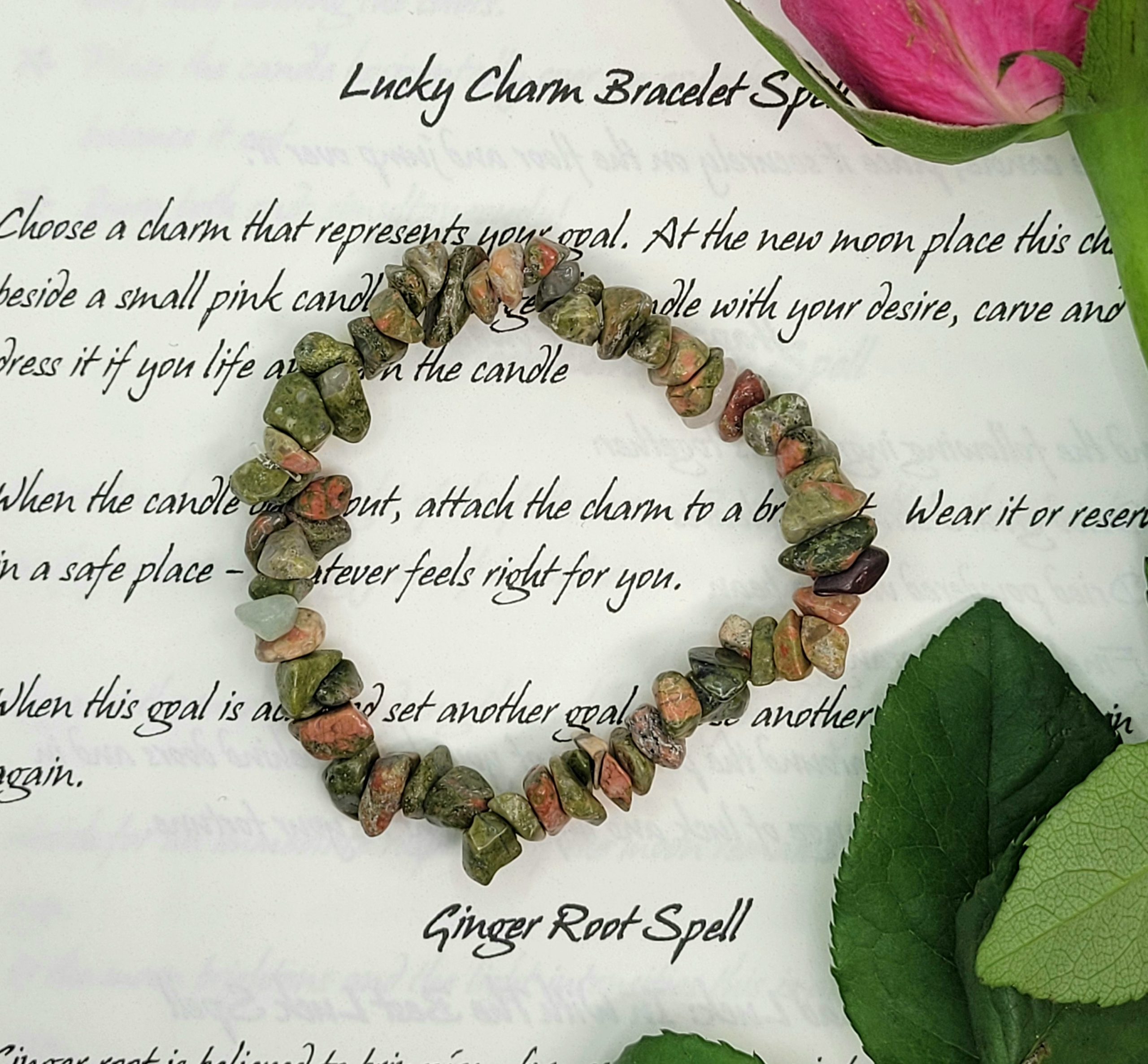 Unakite chip bracelet