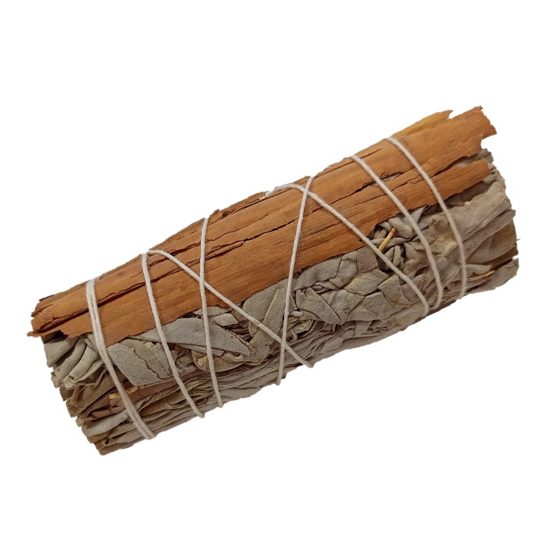 sage and cinnamon White Sage with Cinnamon Smudge 4"