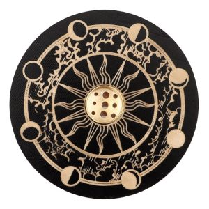 Wooden incense burner - moon phase