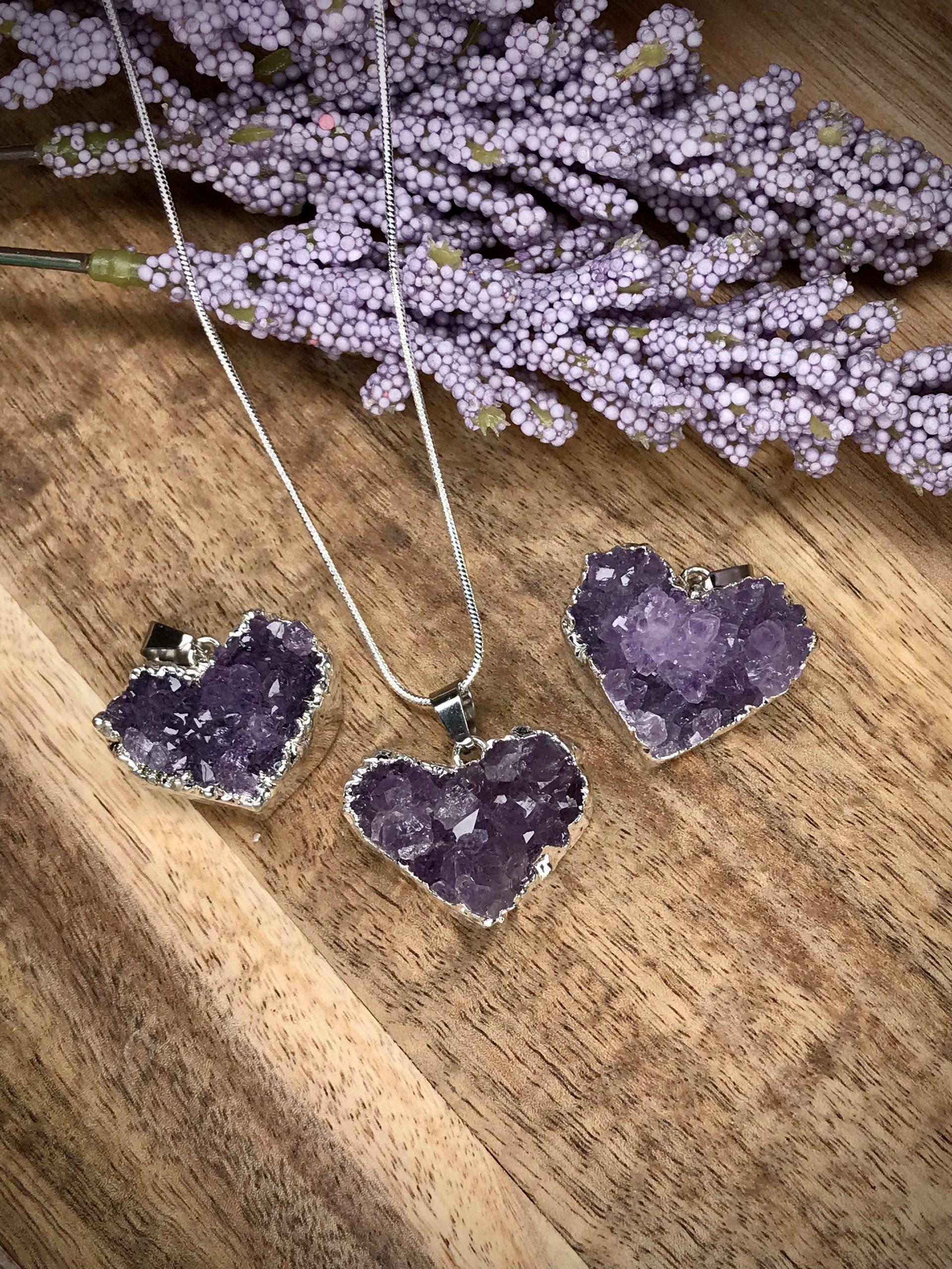 Amethyst cluster heart pendant - Image 4