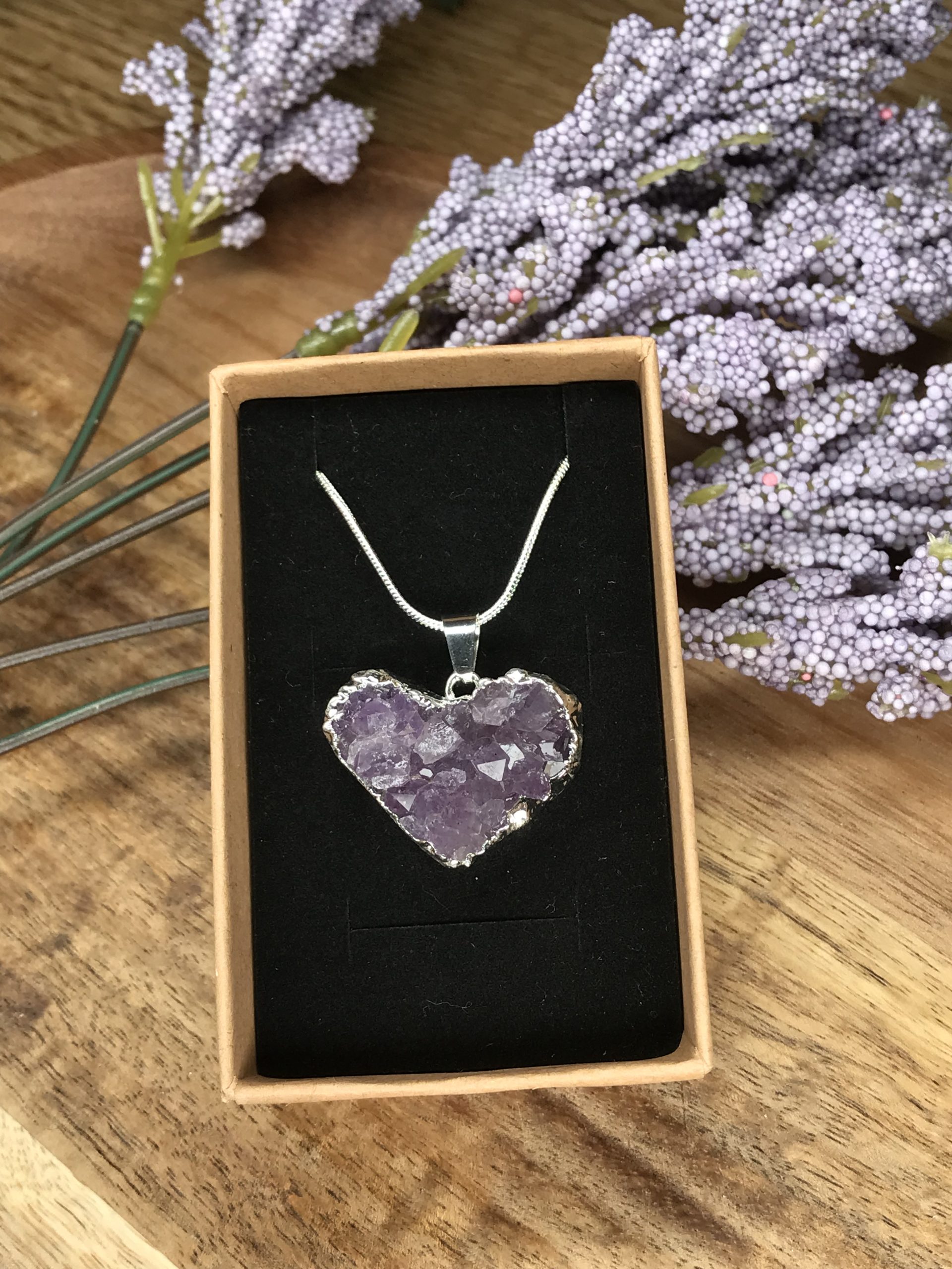 Amethyst cluster heart pendant - Image 5