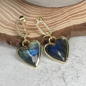 Labradorite heart earrings