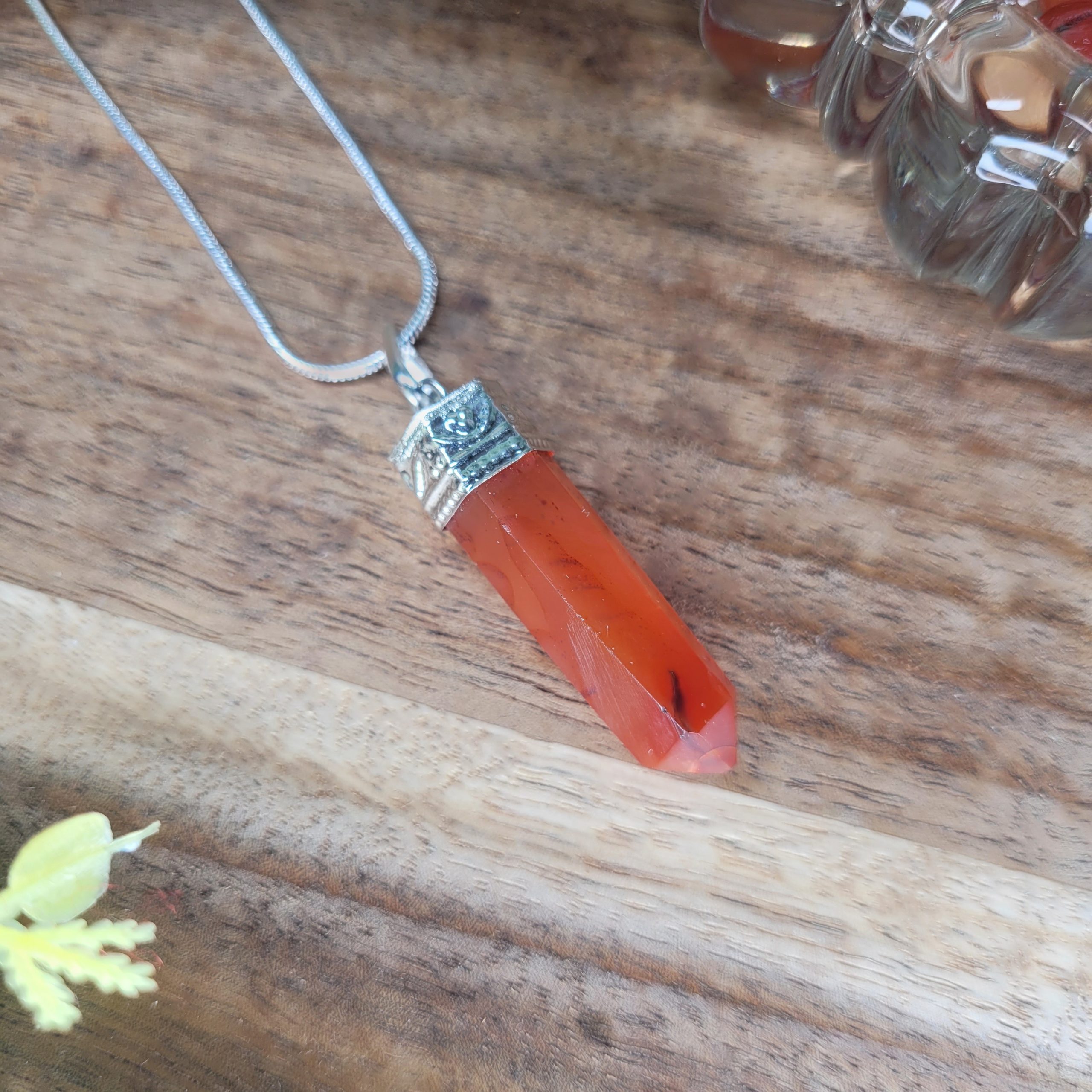 Carnelian point pendant-silver plated - Image 2