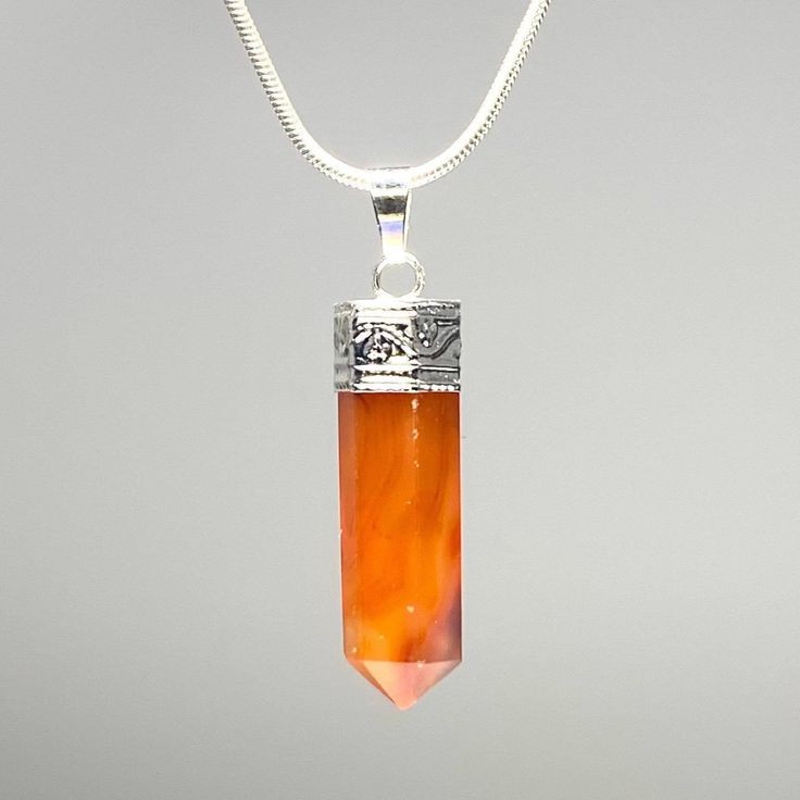 Carnelian point pendant-silver plated - Image 3