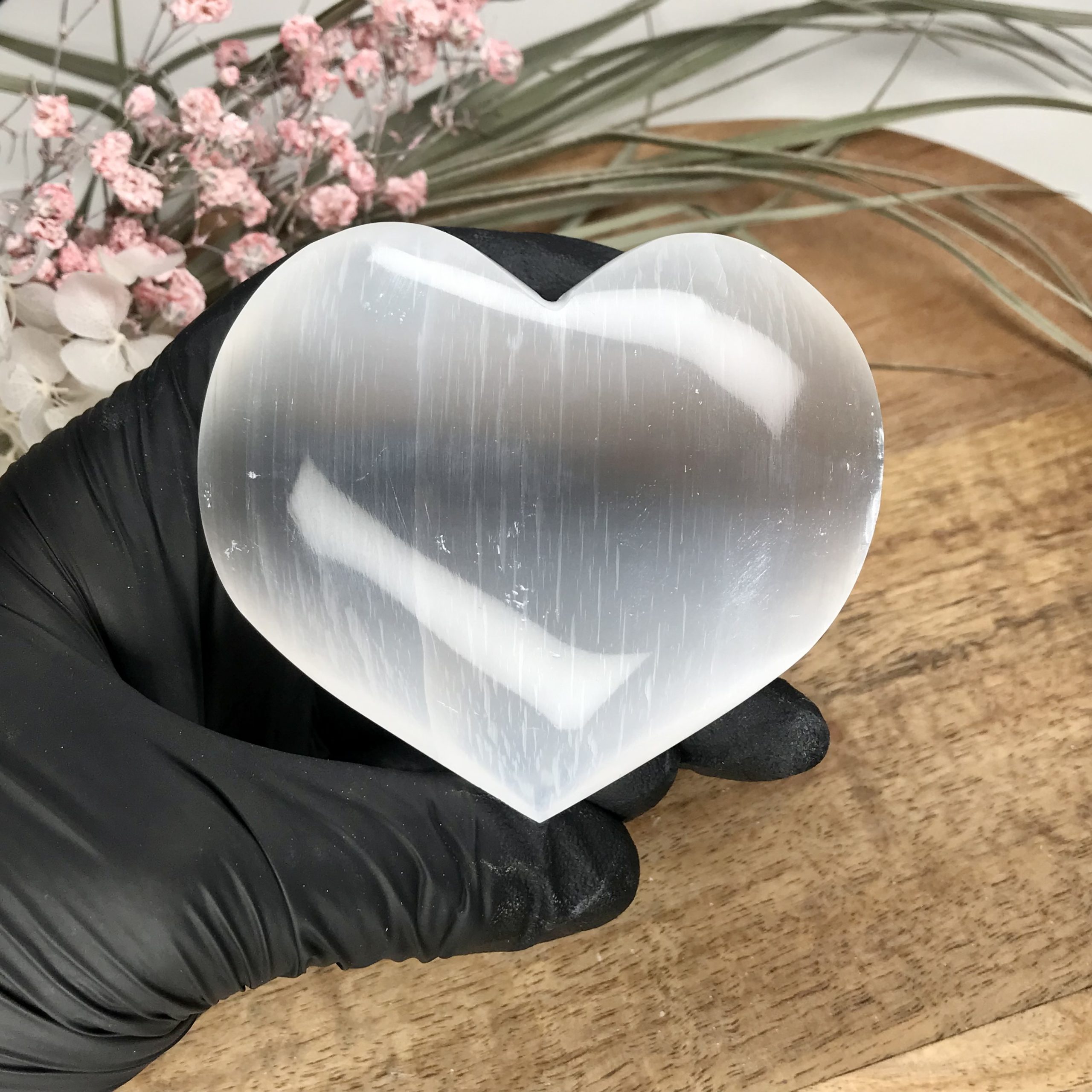 Selenite puff heart 7cm