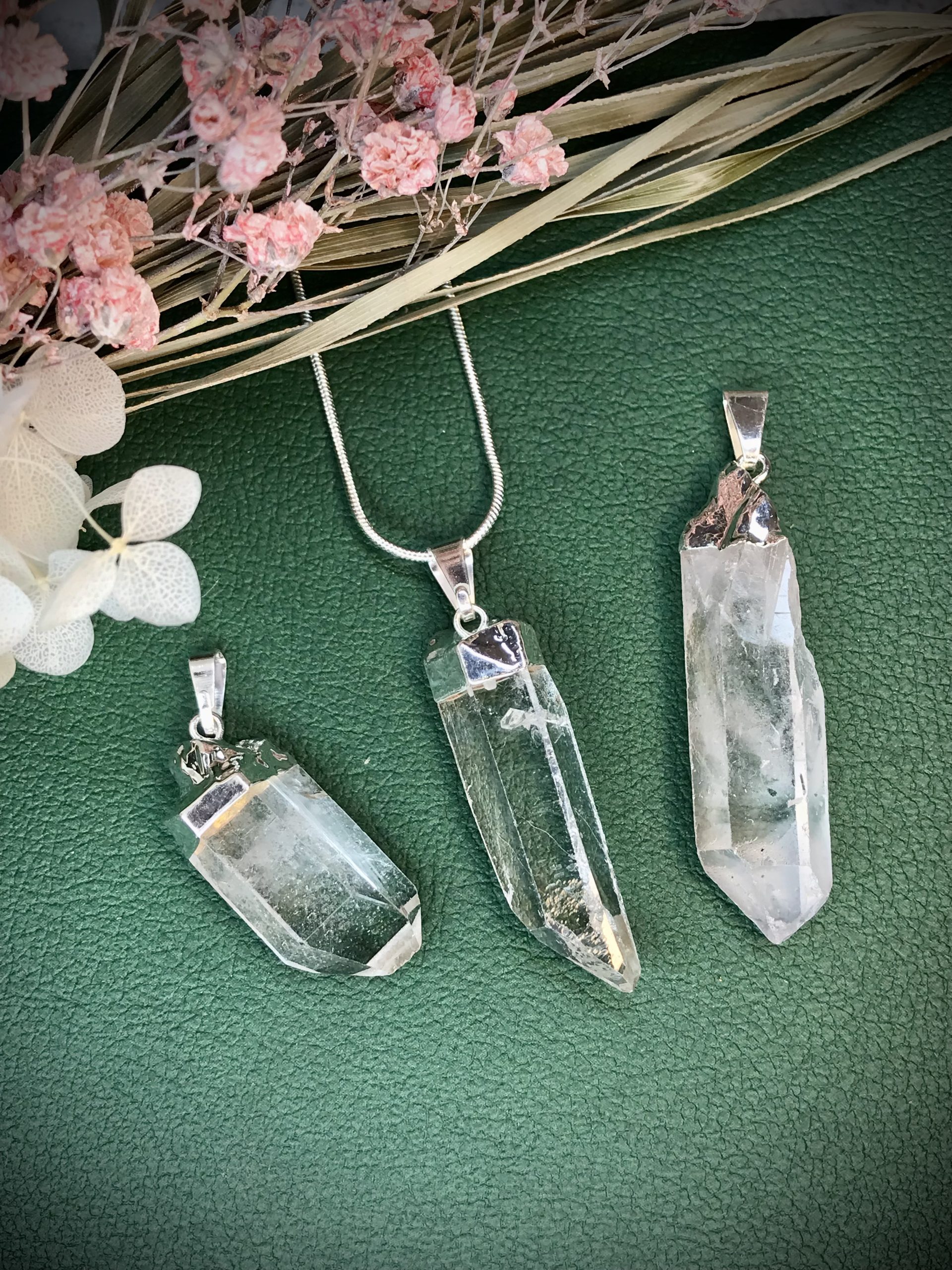 Clear quartz point pendant 3-4.5cm