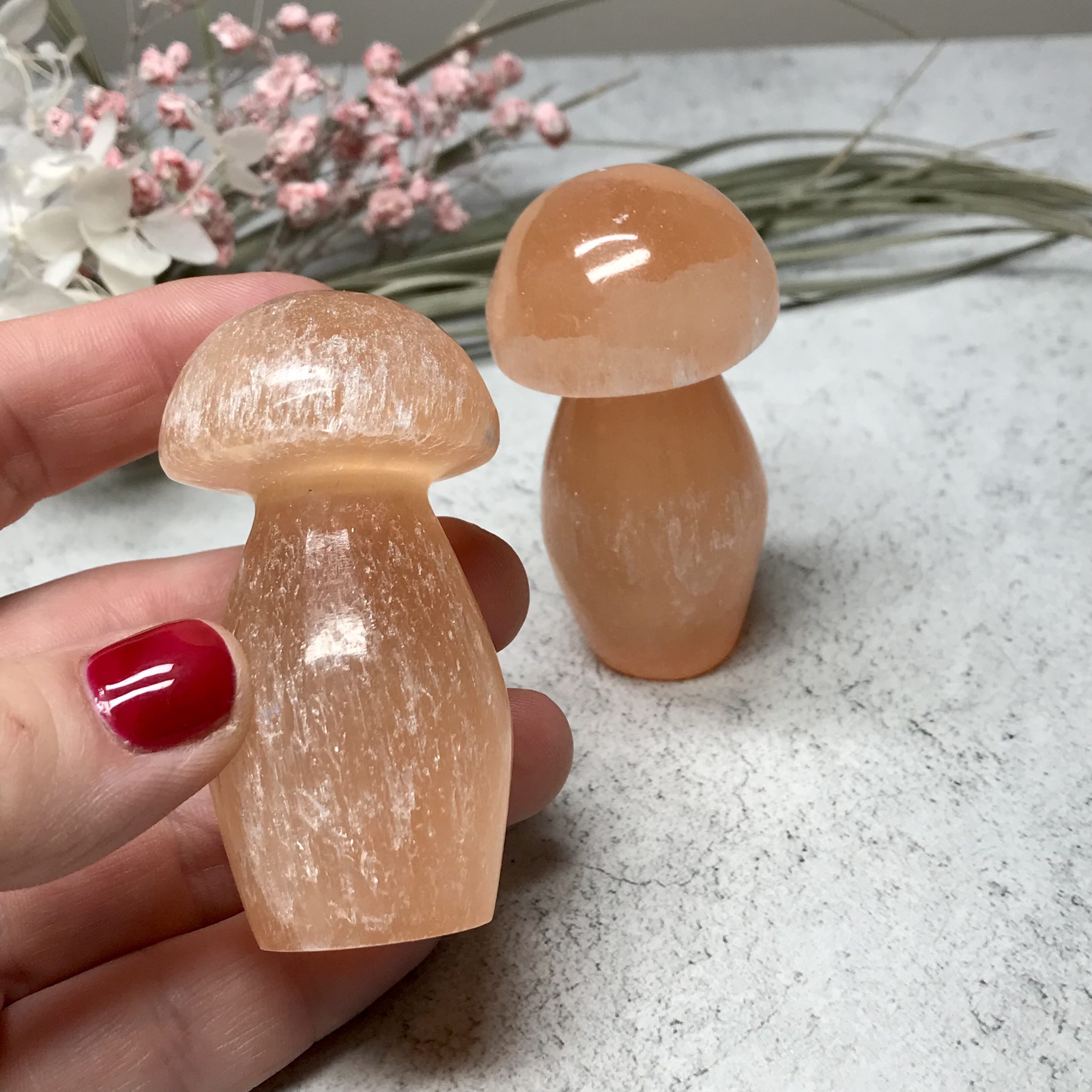 Orange selenite mushroom 6cm - Image 2
