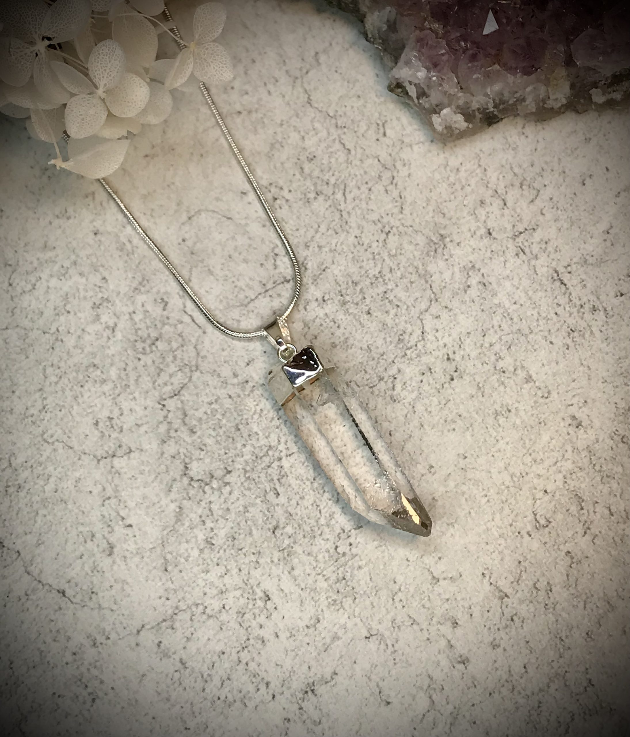 Clear quartz point pendant 3-4.5cm - Image 2