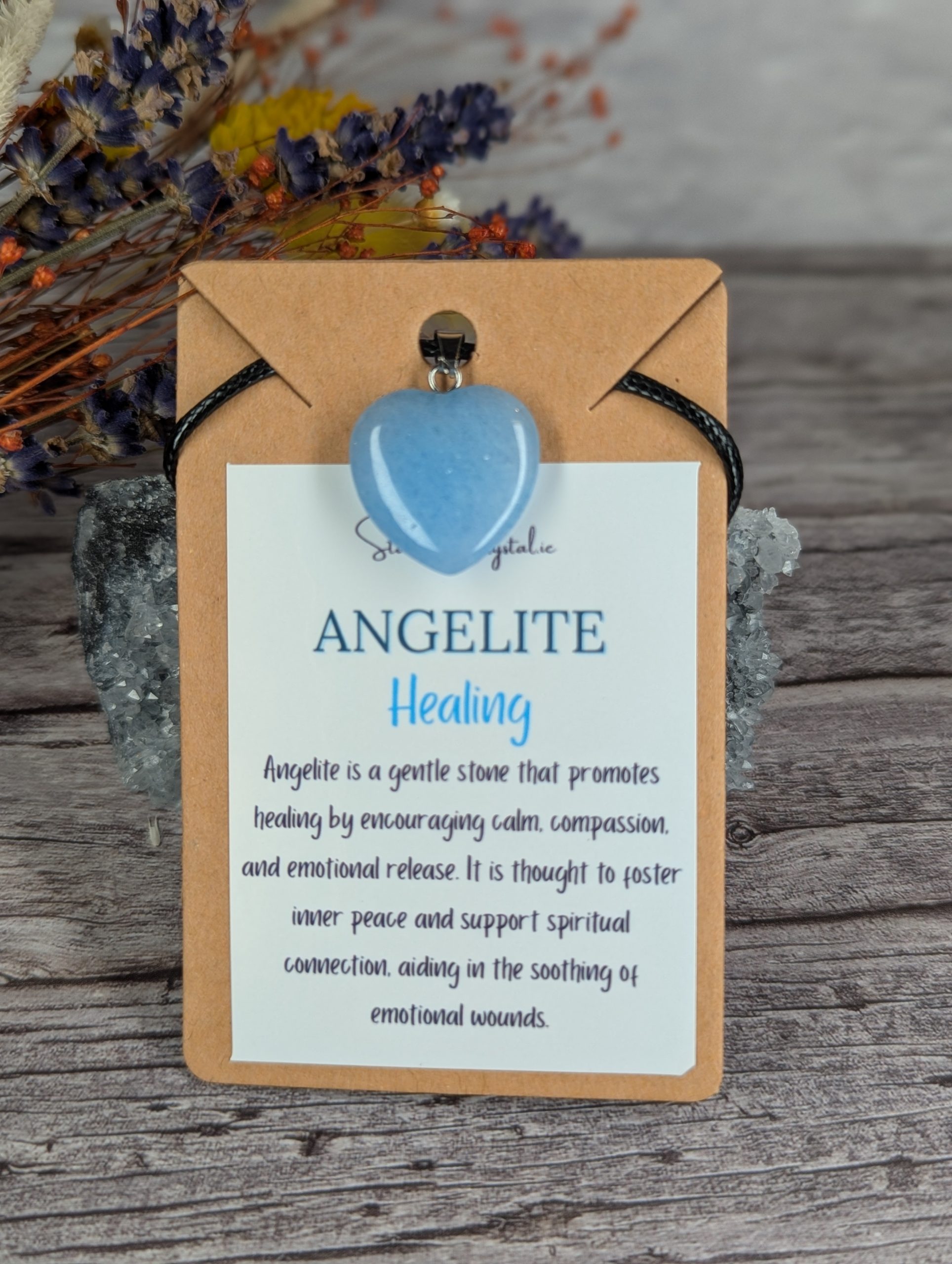 Angelite heart necklace-"Healing"