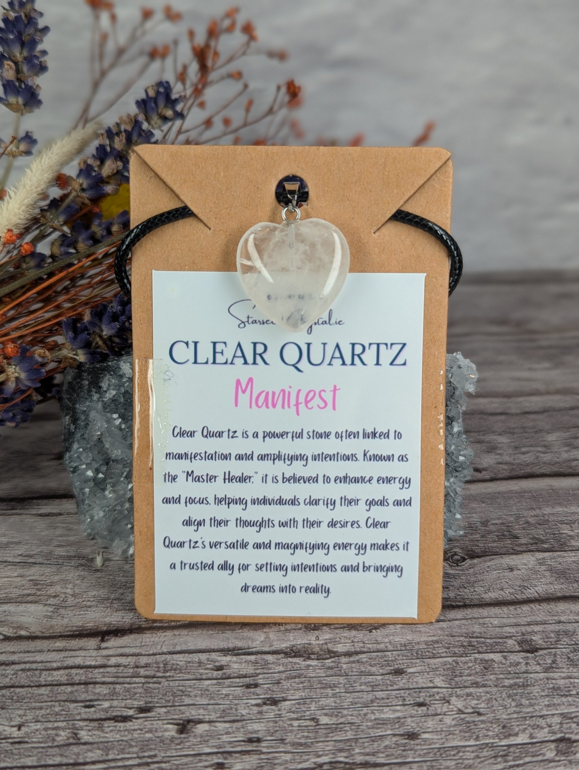 Clear Quartz heart necklace- "Manifest"