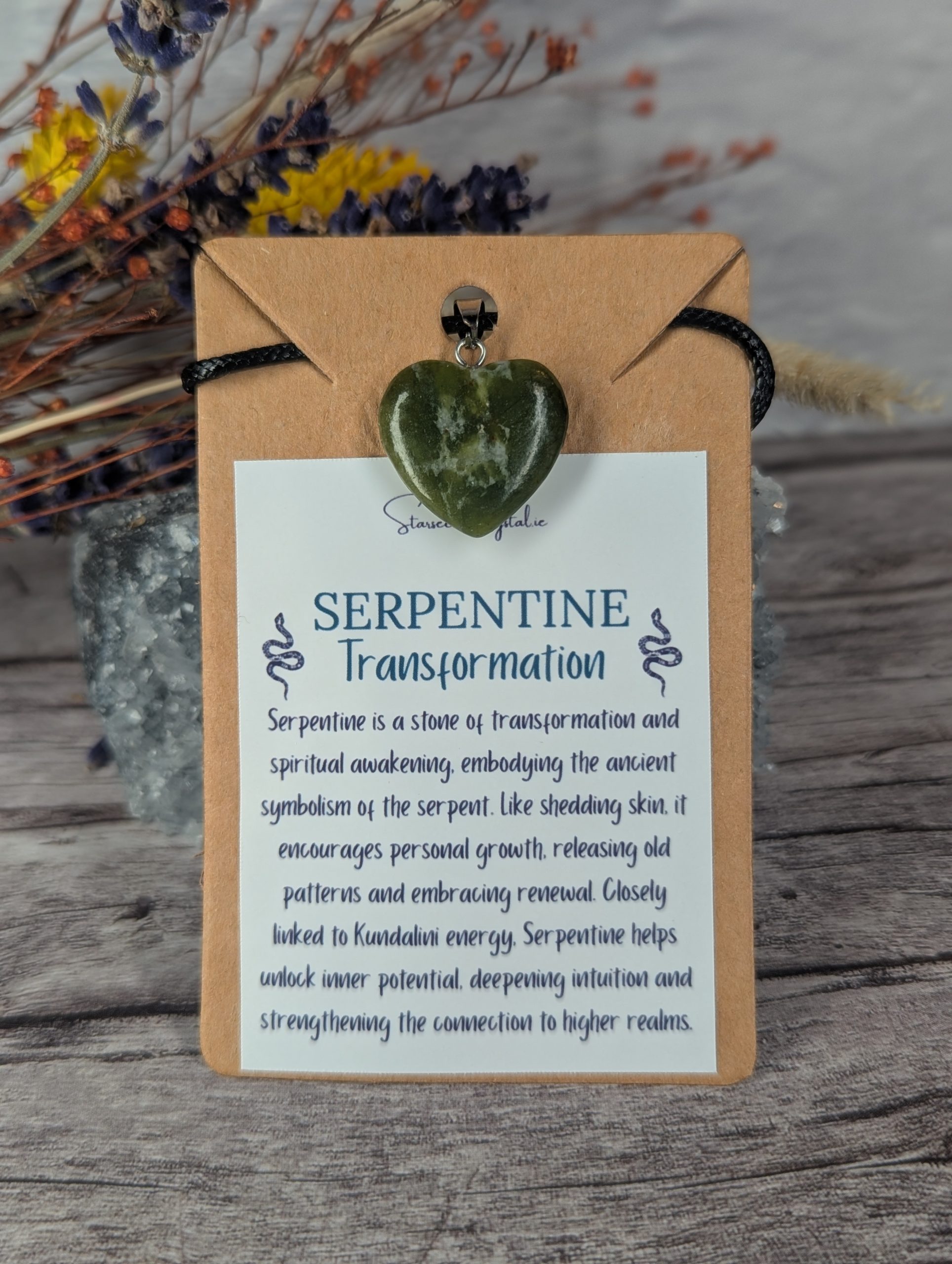 Serpentine heart necklace- "Transformation"