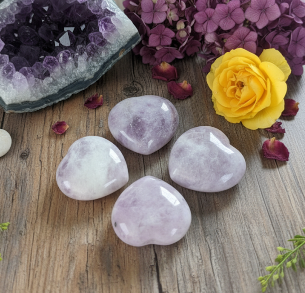 Lepidolite Puff Heart